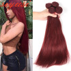 Siyusi Hair Product Peruvian Virgin Human Hair Weave Bundles 3 Pcs Straight Hair Weaves 99J Burgundy Blonde Hair Extensions