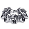 Hpolw Heavy ssilver&black Stainless Steel Gothic Knight Skull&skeleton head Biker Mens Lobster Clasps BraceletBangle