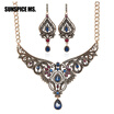 New Vintage Jewelry Sets Long Hook Dangle Earring Flower Antique Necklace Water Drop Pendant Turkish Bridal Wedding Wing Jewelry