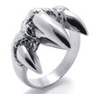 Hpolw Polished silver Stainless Steel Gothic Dragon Claw Biker Mens RingWidth18mmdurable in use