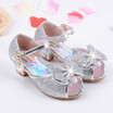 Children Shoes Girls Sandals High Heels Blue Fashion Sequin Cute Bow Kids Shoes Girls Shoes For Party&Wedding Princess Shoes