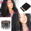 7A Virgin Indian Deep Curly Hair With Frontal Closure 4 Bundles Ear To Ear Lace Frontal With Baby Hair And Bundles kinky Curly