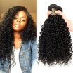 YAVIDA Hair Brazilian Curly Hair Afro Kinky Curly Hair 3 Bundles Lot 7A Unprocessed Brazilian Kinky Curly Virgin Hair Human Hair E