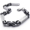 Hpolw Mens silver&black Stainless Steel BikerBicycle link chain Rectangular geometry pattern Lobster Clasps Bracelet