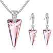 Fashion Accessories Crystal Triangle Spike Pendant Necklaces Piercing Earrings For Women Wedding Jewelry Sets 25258