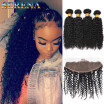 Tissage Deep Curly 8A Mongolian Virgin Hair With Closure Frontal And Bundles Curly Hair With Frontal Bundle Deals With Closure