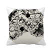 Flower Plants Black White Art Grain Silhouette Square Throw Pillow Insert Cushion Cover Home Sofa Decor Gift