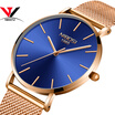 NIBOSI Men Blue Watch Ultra thin Fashion Male Wristwatch Mesh Watchband Business Watches Waterproof Black Clock Relogios Quartzo