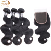 JSDShine Malaysian Body Wave Bundles With Closure 100 Human Hair 3 Bundles With Lace Closure Natural Color Non Remy Hair Weft