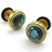 Hpolw Mens Abalone Stainless Steel Stud Earrings Gold