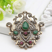 Classic Quality Turkish Broach Brooch Royal Jewelry Retro Gold Plating Flower Design Hijab Scarf Lapel Pins Woman Festival Gift