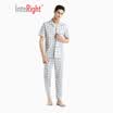 INTERIGHT home service mens mens cotton print cool short-sleeved home service suit rice white coffee letter printing AM