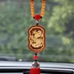 Molong ebony inlaid boxwood carving car pendant car interior jewelry rearview mirror gift pendant Lu Shou - AWXHJ005