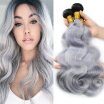 Nami Hair Ombre 3 Bundles 1bGrey Brazilian Human Hair Body Wave two Tone Color 10"-22" T1B Silver Grey Human Hair Weave