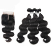 Nami Hair 6A Brazilian Virgin Hair Weave Body Wave 3 Bundles With Lace Closure 100 Human Hair Extensions With Lace Closure