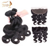JSDshine Body Wave with Frontal Brazilian Virgin Hair 4 Bundles with 13x4 Lace Frontal Thick&Soft Human Hair Extensions