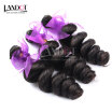 8A Peruvian Virgin Hair Loose Wave Natural Black Unprocessed Human Hair Weaves 4 Bundles Peruvian Curly Wavy Remy Hair Extensions