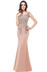 long Crystal Prom Evening Dress Formal Party Bridesmaid Mermaid Gown Appliqued Pageant Gown