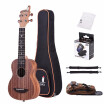 21" Acoustic Wooden Soprano Ukulele Ukelele Uke Mahogany Wood Carbon String with Padded Carrying Bag Strings Strap Clip-on Tuner