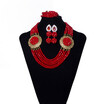 Fashion Nigerian Wedding Beads Orange Jewelry Set Traditional African Wedding Bridal Statement Necklace Set Ethiopian Jewelry Set