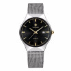 Ultra Thin Dial Fashion Mesh Stainless Steel Watches Calendar Quartz Analog Men Casual Wristwatch 30M Water-Proof Watch Box