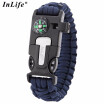 Inlife Multifunctional Whistle Flint Compass Knitted Survival Bracelet