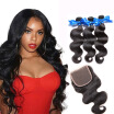 WYF Indian Vigin Hair Body Wave 3 Bundles with Closure 100 Unprocessed Human Body Hair