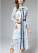 Women Elegant Lace Dress Tie Neck Long Sleeve Vintage Party Dress 2018