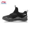Li Ning official flagship store childrens shoes boys sports shoes set foot a pedal elastic webbing childrens sports shoes YKCN106-1 standard black standard white 395