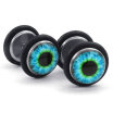 Hpolw Mens Stainless Steel Evil Eye Stud Earrings Blue Black