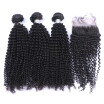 8A Indian Kinky Curly Virgin Hair 3 Bundles With Lace Closure 4 PcsLot Indian Afro Curly Remy Human Hair Weaves And Top Closures