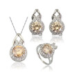 Beautiful Orange Stone Silver Plated Jewelry Sets for Women Six Colors Available Free Jewelry Box