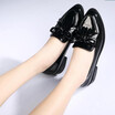 penny loafer for women tassel pointed toe slip on patent leather block chunky heel casual boat shoes
