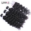 8A Brazilian Virgin Hair Natural Water Wave With Closure 4PcsLot Wet And Wavy Curly Human Hair Weaves 3 Bundles And Lace Closures