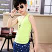 Langsha childrens vest girls sling cotton summer girl big boy boy underwear green 120