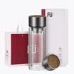 FU Fuguang·Jia Jane series leather inlaid double glass thick glass cup stainless steel 316 water piece cup brown 280ML