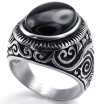 Hpolw beautiful design shinning black diamonds Mens Stainless Steel popular Ring Vintage Engraved Fleur De Lis Dragon Claw