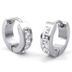 Hpolw Mens Womens Cubic Zirconia Stainless Steel Stud Huggie Hoop Earrings Set Silver