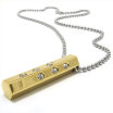 Hpolw New Classic Stainless Steel Casting 18K Gold Pencil Pendant Mens Womens Crystal Necklace 18-26 inch Chain