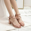 New Fashionable Sexy Design Women Line Style Buckle Thin High Heels Suede Open Toe Dress Sandals High heels versatile sandals