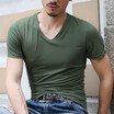 Fashion Solid Color V-Neck Cotton Blends Short Sleeved Men&39s Slim T-Shirts