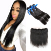 WYF Peruvian Virgin Straight Hair with Frontal Closure Unprocessed Human Hair 3 Bundles