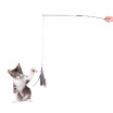 Interactive Detachable Pet Cat Feather Teaser Wand Stick 2 Section Exercising Fun Playing Toy with 1 Feather Refill