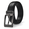 Xhtang Fashion Mens Belt Metal Pin Buckle Belt Genuine Leather Belt Wild Plaid Jeans Belt