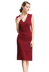 Womens V-neck Sleeveless Piped Ponte Shift Dress