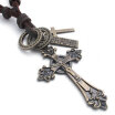 Hpolw men Vintage Style Celtic Cross Pendant 100 genuine Leather Cord Brown pendants Necklace Chain