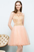 A-Line Short Sleeveless Beading Tulle Homecoming Dresses