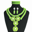 Handmade Green Crystal Beaded Bridal Statement Necklace Party Costume African Beads Jewelry Set Nigerian Wedding Beads For Women