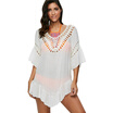 Colored Tassel See-Through Crochet Tunic Cover Up