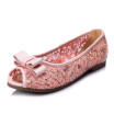 women shoes flat peep toe sandal slip on sequin fabric